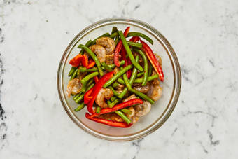 SEASON SHRIMP & VEGGIES