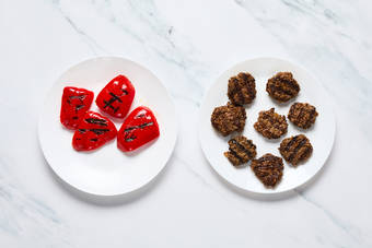 Grill Beyond Meat® patties and peppers