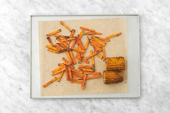 Roast the corn & cook the haloumi