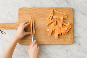 Prep the sweet potato fries