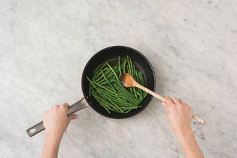 Cook the green beans 