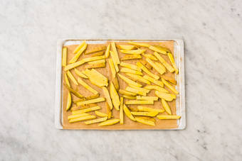 Bake the fries & get prepped