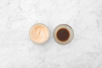 Make miso sauce and prep spicy mayo