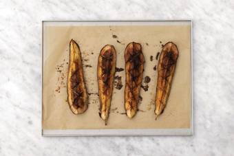 Roast the eggplant & cook the chicken