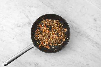 Prep and cook beef and veggies