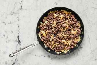 Cook beef and onions