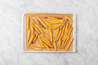 Bake the sweet potato fries 