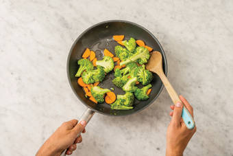 Cook the veggies & chicken