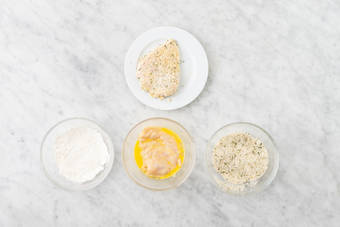 Crumb the chicken schnitzel