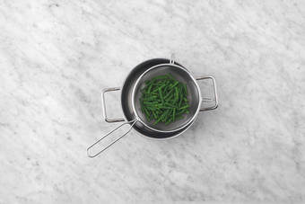 Steam the green beans & boil the eggs