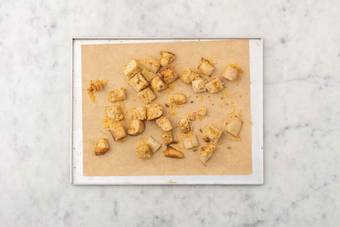 Bake the cheesy croutons 