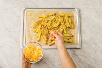 Bake the lemon-pepper fries