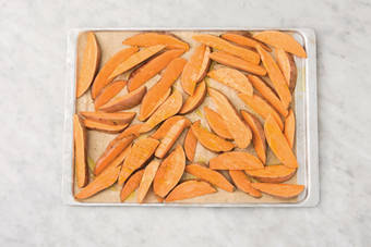 Bake the sweet potato wedges