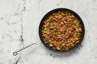 Cook beef and veggies