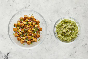 Finish guacamole and tofu