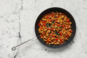 Cook chorizo and veggies