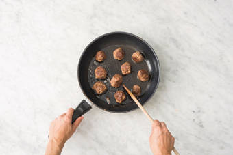 Cook the bacon & meatballs