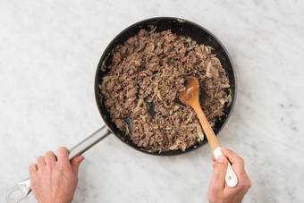 Steg hakket oksekød