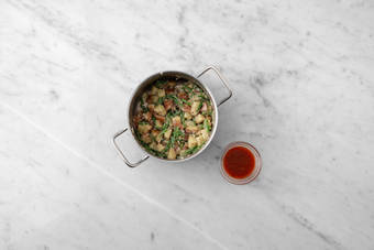 Finish potatoes and make sauce