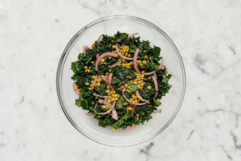 Marinate kale and lentils