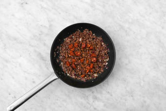 Fry the Beef and Chorizo