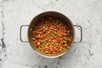 Cook beef and veggies