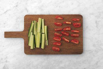 Prep the Cucumber & Tomato
