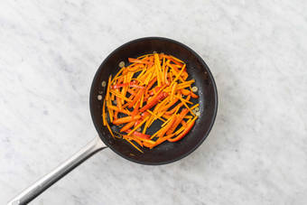 Cook beef and veggies