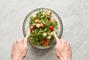 Finish Croutons & Assemble Salad