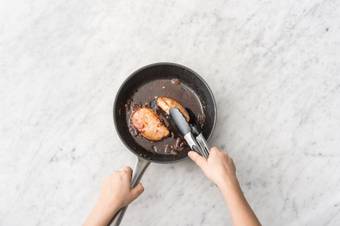 Glaze the pork and serve