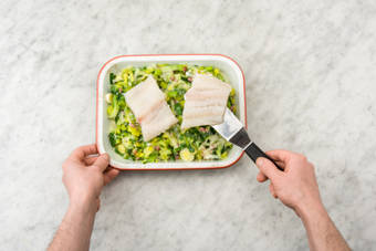 Leg de kabeljauw erop