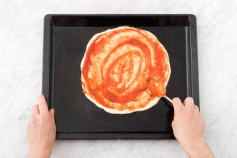 Swirl over tomato sauce.