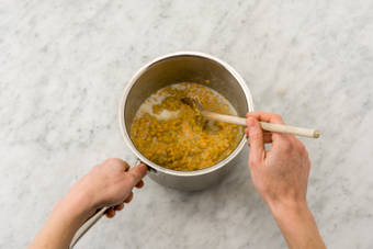 Stir in the coconut milk