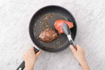 Cook the steaks on each side