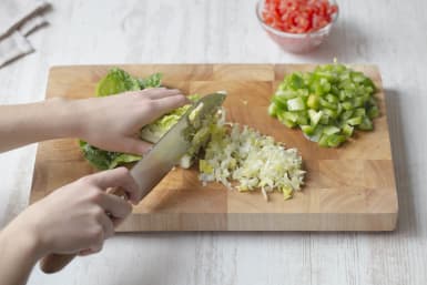 Chop the gem lettuce widthways