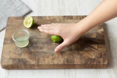 Squeeze the lime between your hand and the board to get more juice!