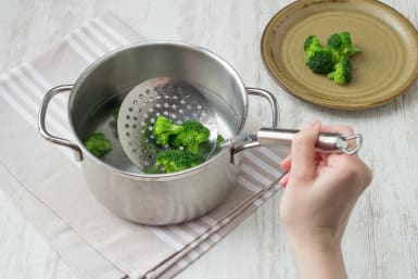 Boil the broccoli for a minute