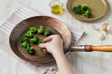 Cook the broccoli in the pan