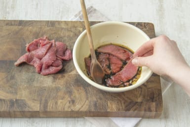Marinate the beef in the soy mixture
