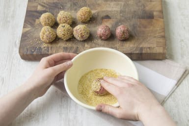 Roll meatballs in couscous