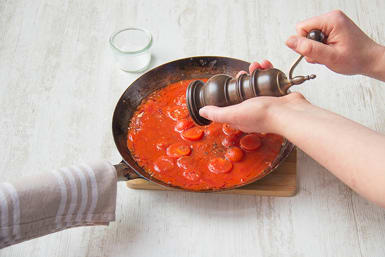Season the tomato sauce
