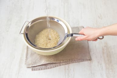 Rinse the rice with cold tap water