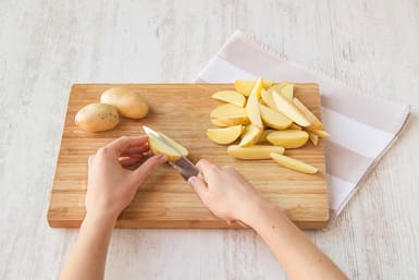 Slice the potato into wedges