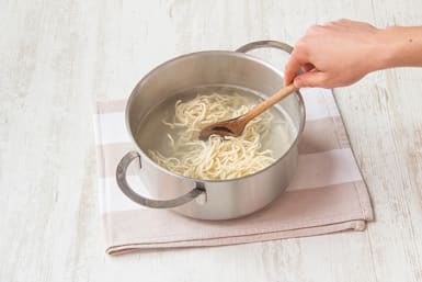 Cook the egg noodles