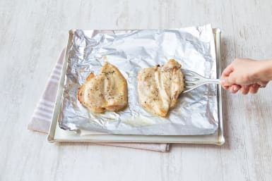 Grill chicken breasts on each side