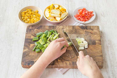 Prep pizza toppings