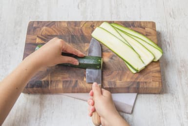 Slice the zucchini lengthways