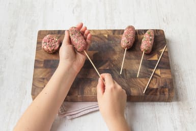 Push beef mix onto skewers