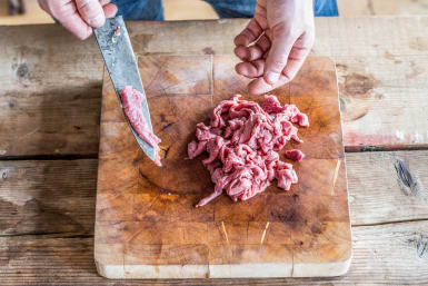 Slice steak into ribbons