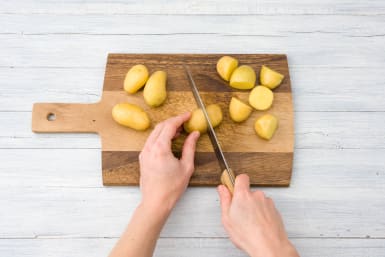 chop your potatoes in half